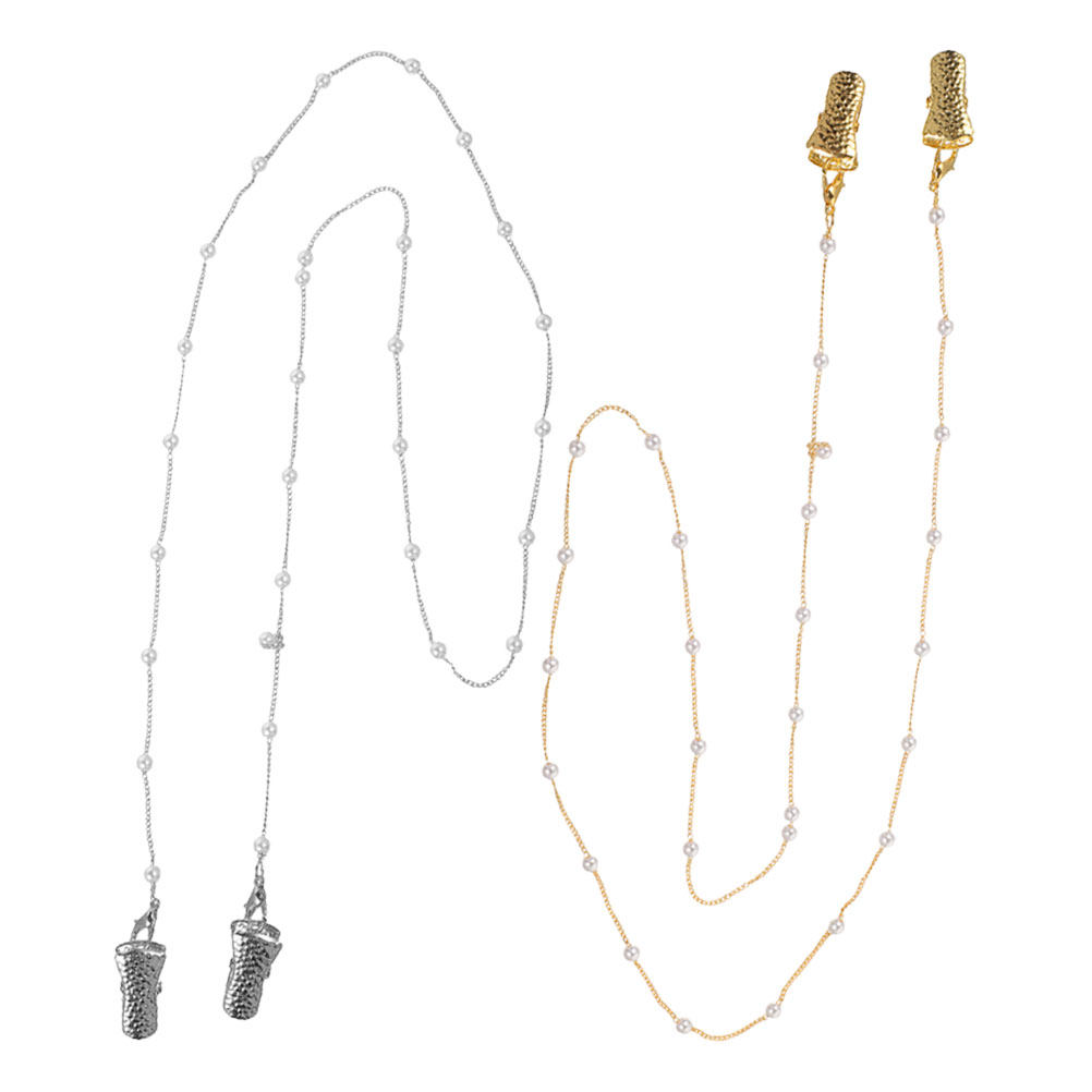 Mask Chain Holder - 2Pcs Pearl Beaded Eyeglass Chain Elegant